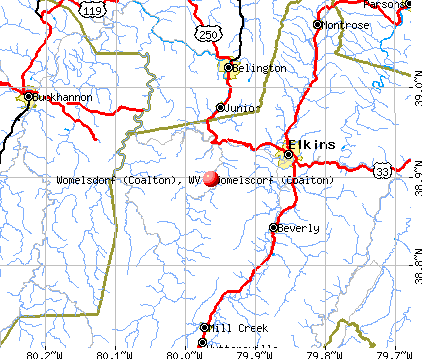Womelsdorf (Coalton), WV map