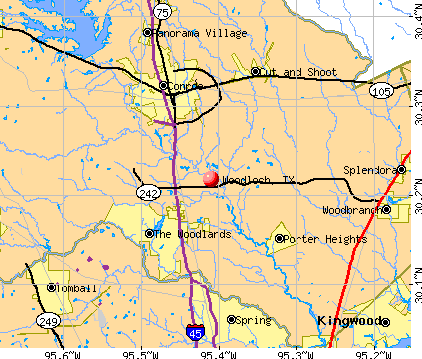 Woodloch, TX map