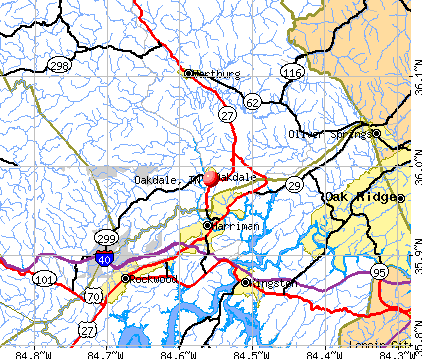 Oakdale, TN map