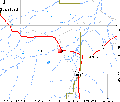 Hobson, MT map
