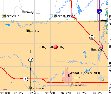 Gilby, ND map