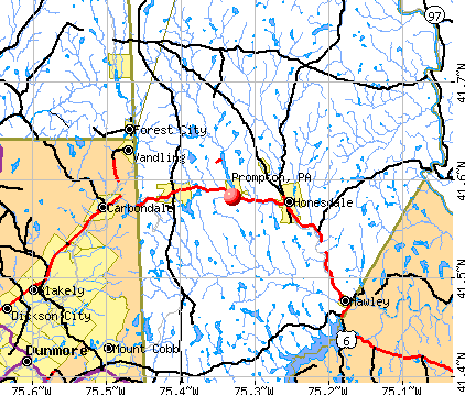 Prompton, PA map