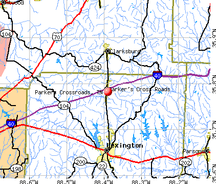 Parkers Crossroads, TN map