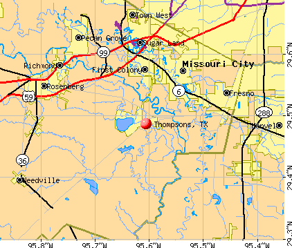 Thompsons, TX map