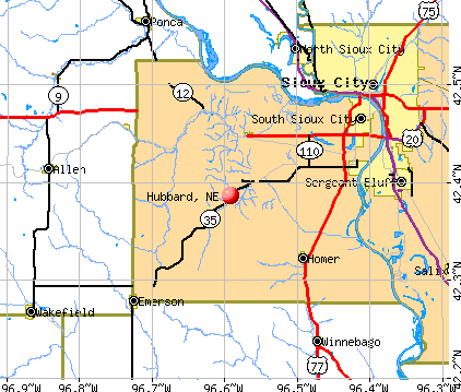 Hubbard, NE map
