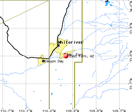 East Fork, AZ map