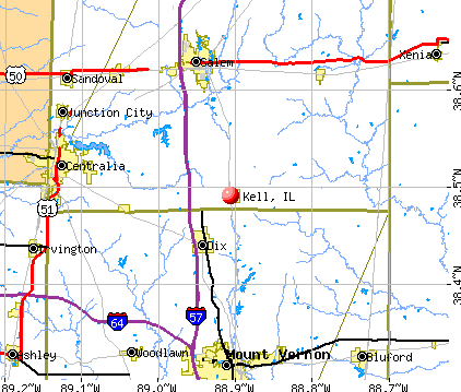 Kell, IL map