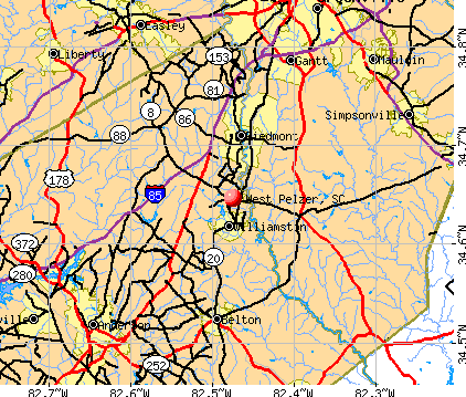 West Pelzer, SC map