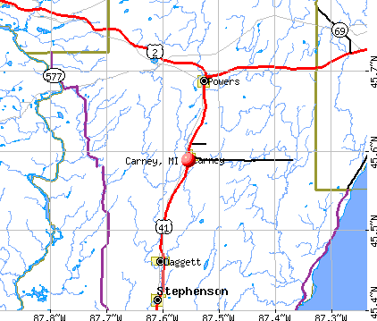 Carney, MI map