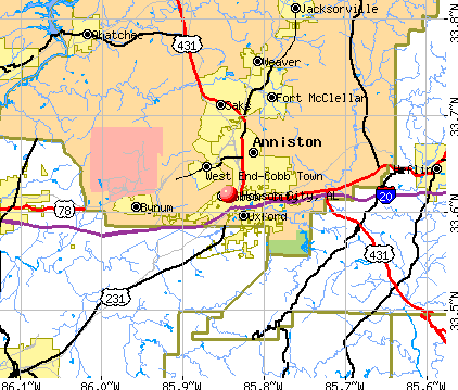 Hobson City, AL map