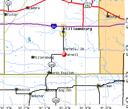 Parnell, IA map
