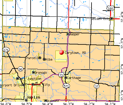 Carytown, MO map
