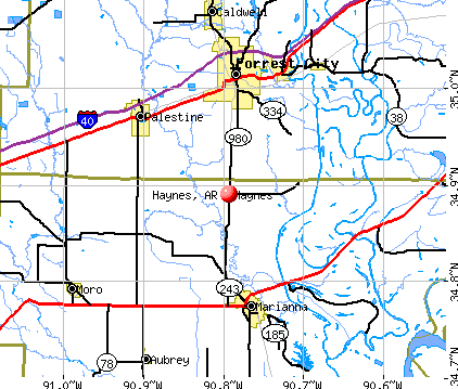 Haynes, AR map