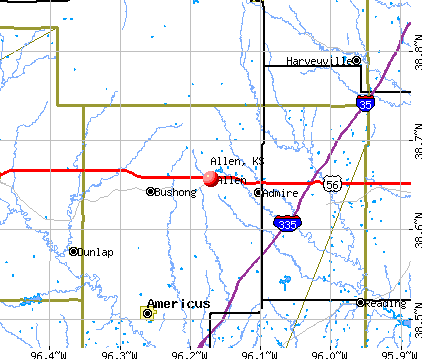 Allen, KS map