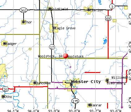 Woolstock, IA map