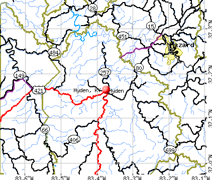 Hyden, KY map