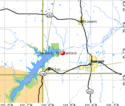 Sanford, TX map