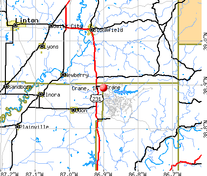 Crane, IN map