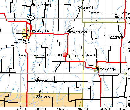 Conception Junction, MO map