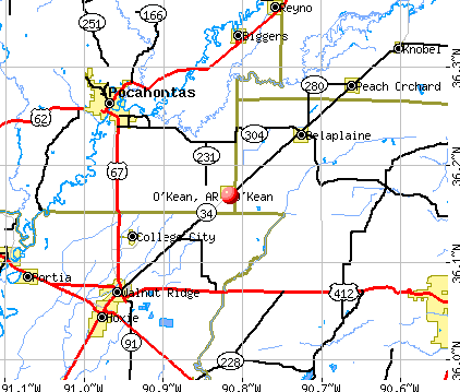 O'Kean, AR map