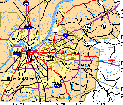 Bellemeade, KY map
