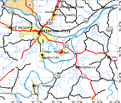 Taos, MO map