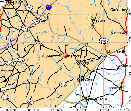 Wagener, SC map
