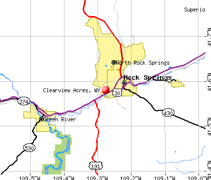 Clearview Acres, WY map