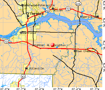 Leighton, AL map