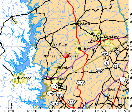 Norris, SC map