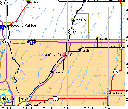 Neola, IA map