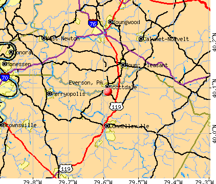 Everson, PA map