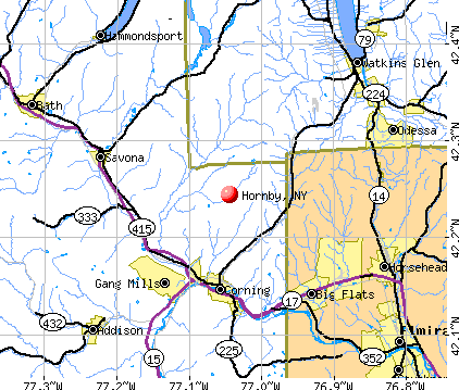 Hornby, NY map