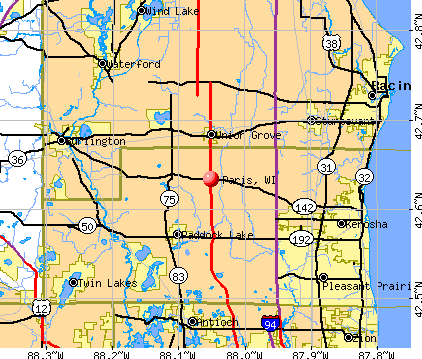 Paris, WI map