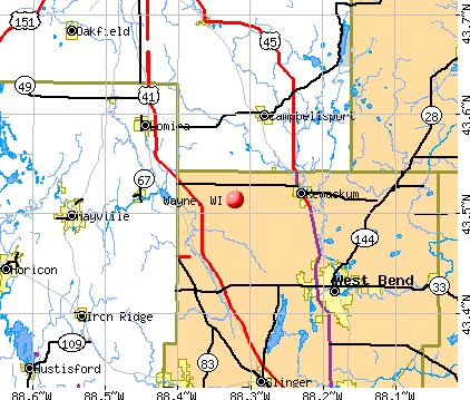 Wayne, WI map