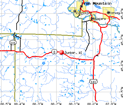 Dunbar, WI map