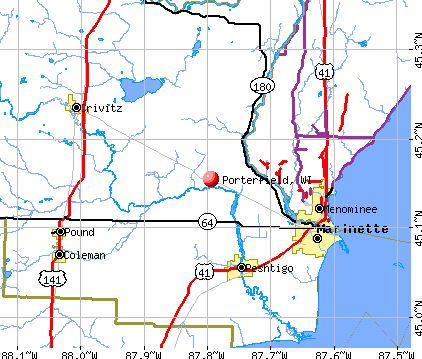 Porterfield, WI map