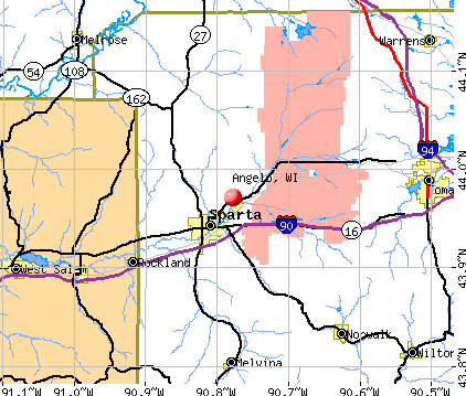 Angelo, WI map