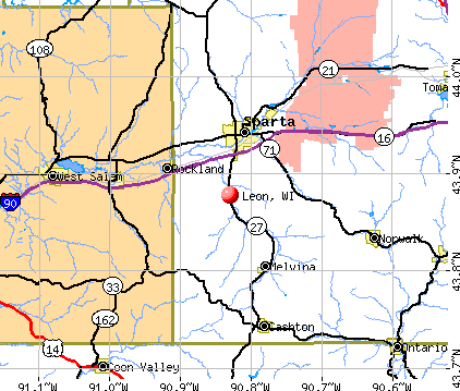 Leon, WI map