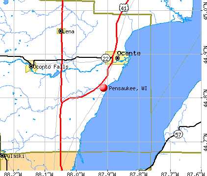 Pensaukee, WI map