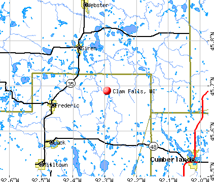 Clam Falls, WI map