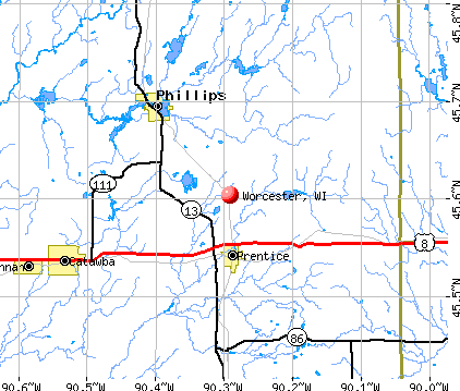 Worcester, WI map