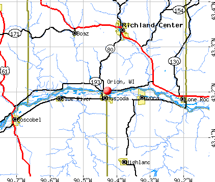 Orion, WI map