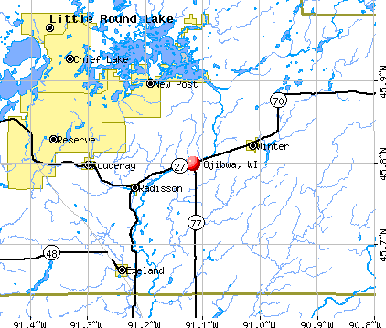 Ojibwa, WI map