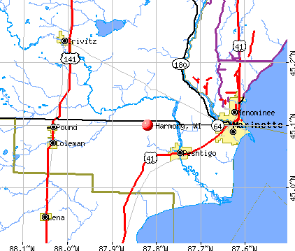 Harmony, WI map