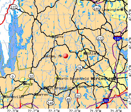 Oakham, MA map