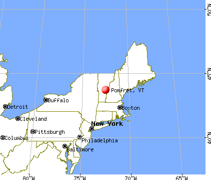 Pomfret, Vermont map