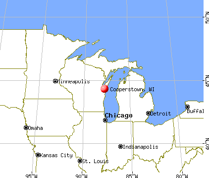 Cooperstown, Wisconsin map