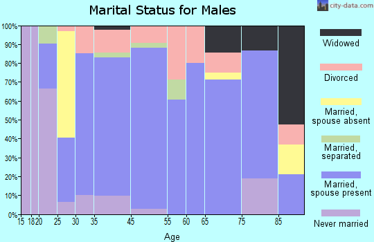 Yellville marital status for males