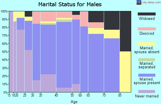 North East marital status for males